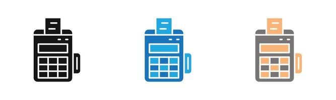 pos terminal icon outline collection or set in black and white vector