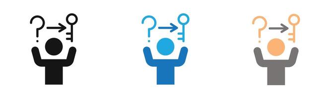 Problem solving skills icon outline collection or set in black and white vector