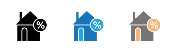 Rate for mortgage icon outline collection or set in black and white vector