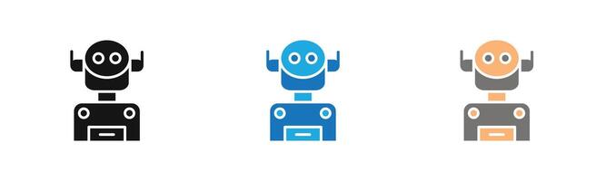Robot Icon outline collection or set in black and white vector