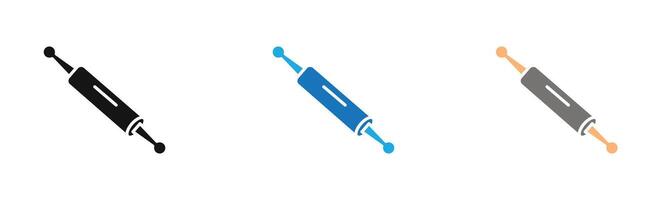 rolling pin icon outline collection or set in black and white vector