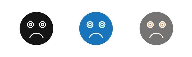 sad icon outline collection or set in black and white vector