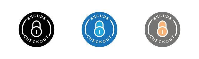 secure checkout icon outline collection or set in black and white vector