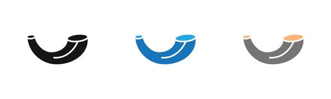 Shofar icon outline collection or set in black and white vector