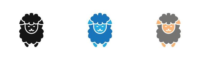 sheep icon outline collection or set in black and white vector