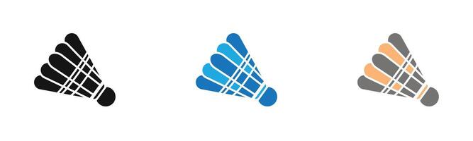 Shuttlecock Icon outline collection or set in black and white vector