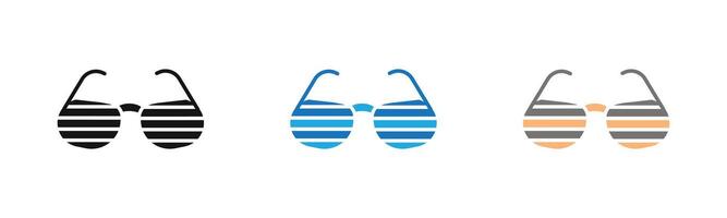 shutter sunglasses icon outline collection or set in black and white vector