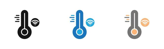 smart temperature icon outline collection or set in black and white vector