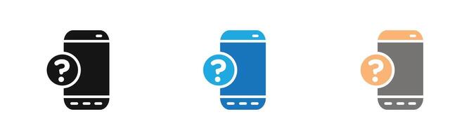 Smartphone Help and Support icon outline collection or set in black and white vector
