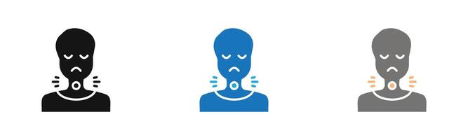 Sore throat icon outline collection or set in black and white vector