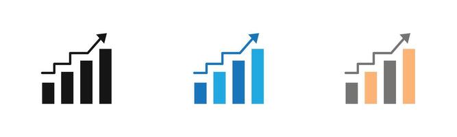 Statistic Up icon outline collection or set in black and white vector
