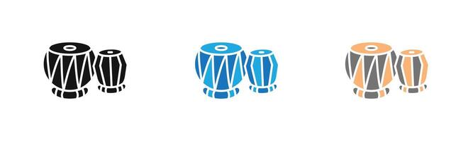 Tabla icon outline collection or set in black and white vector
