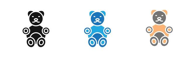 Teddy bear icon outline collection or set in black and white vector