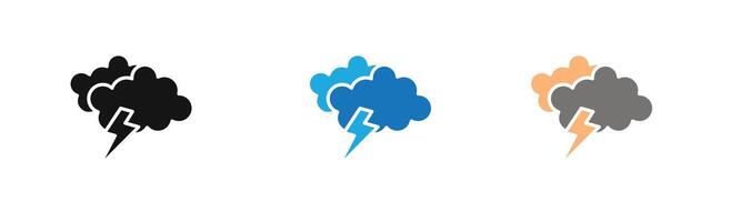 Thunder lightning icon outline collection or set in black and white vector