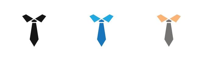 Tie icon outline collection or set in black and white vector