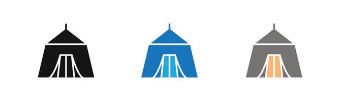 Tent icon outline collection or set in black and white vector