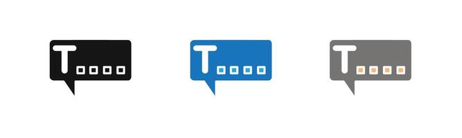text box icon outline collection or set in black and white vector