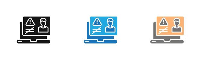 Unauthorized Access icon outline collection or set in black and white vector