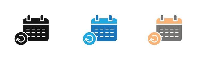 Update Calendar icon outline collection or set in black and white vector