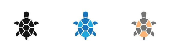 turtle icon outline collection or set in black and white vector