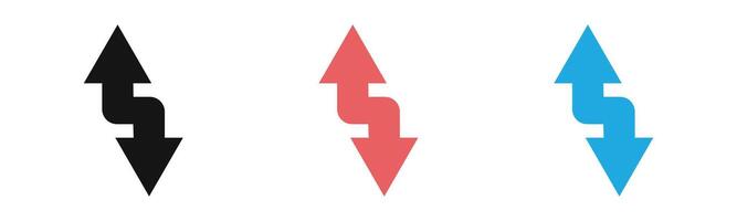 Up and down arrows icon outline collection or set in black and white vector