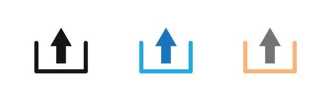 Upload icon outline collection or set in black and white vector