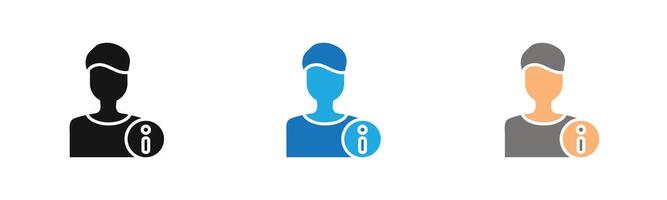User information icon outline collection or set in black and white vector