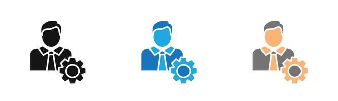 User Management Icon outline collection or set in black and white vector
