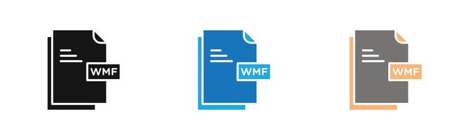 WMF File Document Icon outline collection or set in black and white vector