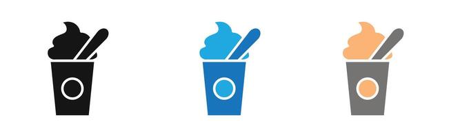 Yogurt icon outline collection or set in black and white vector