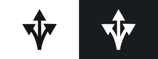 3 arrow way icon linear graphics set in black vector
