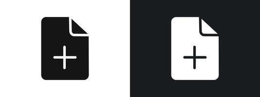 Add new document icon linear graphics set in black vector