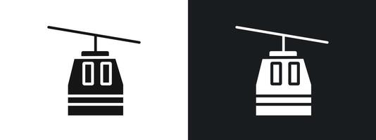 aerial tramway icon linear graphics set in black vector
