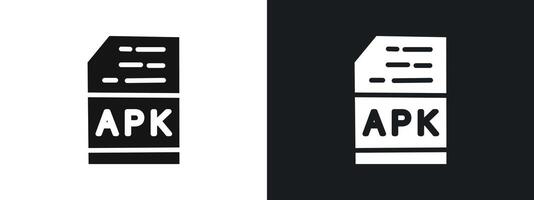 APK File Format Icon linear graphics set in black vector