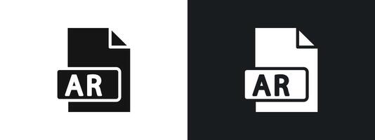 AR File Document Icon linear graphics set in black vector
