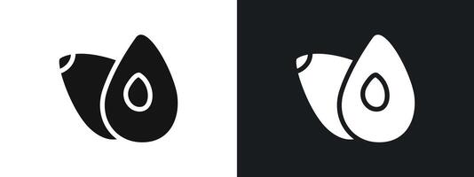 avocado icon linear graphics set in black vector
