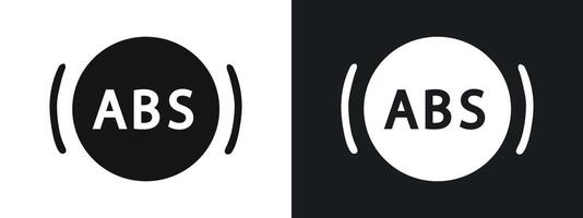 Automotive ABS icon linear graphics set in black vector