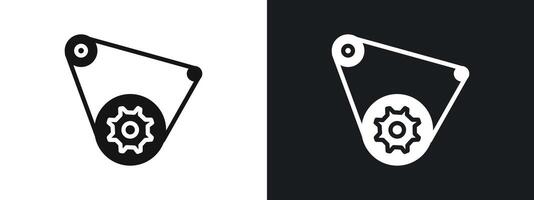 belt drive icon linear graphics set in black vector