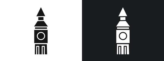 Big Ben icon linear graphics set in black vector