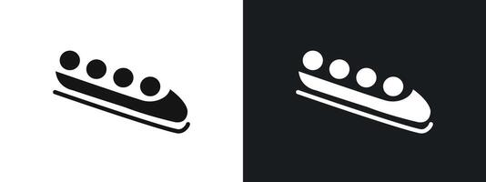 Bobsleigh icon linear graphics set in black vector
