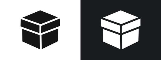 Box icon linear graphics set in black vector