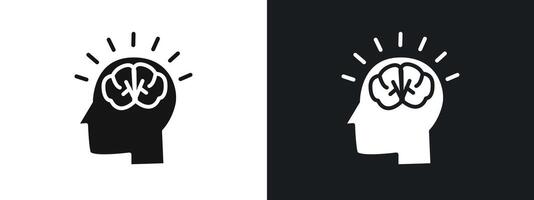 Brain idea icon linear graphics set in black vector