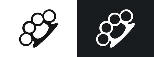 brass knuckles icon linear graphics set in black vector