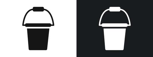 bucket icon linear graphics set in black vector