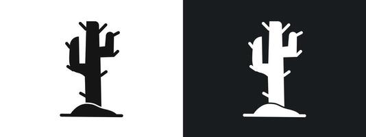 Cactus icon linear graphics set in black vector