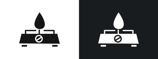 Burner Gas Stove icon linear graphics set in black vector