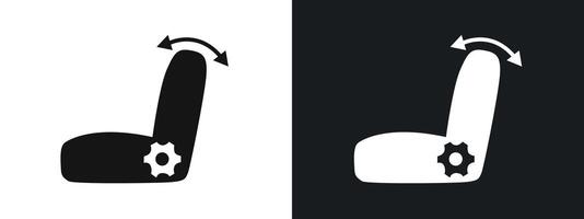 Car seat adjustment icon linear graphics set in black vector