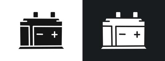 Car Battery Icon linear graphics set in black vector