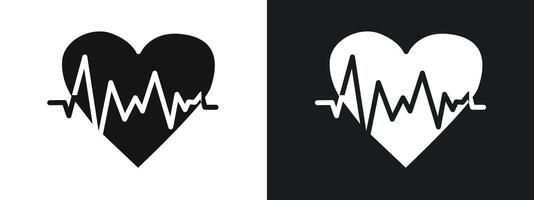 cardiogram icon linear graphics set in black vector