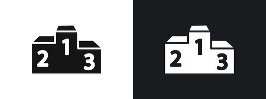 champion podium icon linear graphics set in black vector